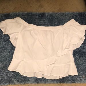BCBG White Short-Sleeve Off The Shoulder Top